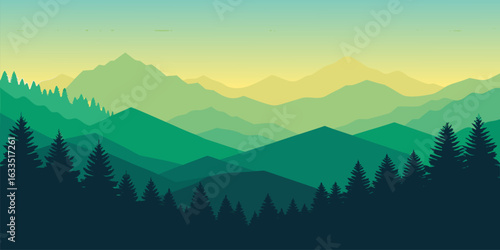 Abstract gradient banner with soothing green and mint hues evoking a refreshing forest breeze perfect for modern design and branding