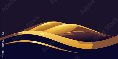 Elegant flowing gradient waves in luxurious gold and deep purple perfect for banners advertisements and sophisticated digital designs