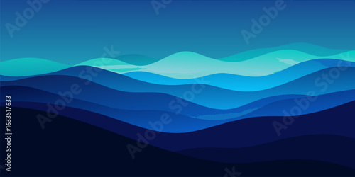 Abstract deep ocean gradient with dark blue and teal hues featuring subtle bubbles and a smooth flowing visual for aquatic themes and digital backgrounds