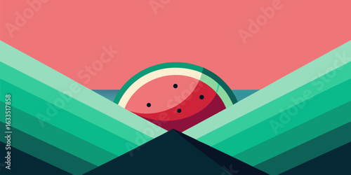 Refreshing summer watermelon and mint juice design with vibrant pink and green tones perfect for refreshing beverages and seasonal promotions