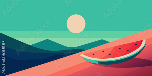 Refreshing summer watermelon and mint juice design with vibrant pink and cool green tones perfect for refreshing beverages and seasonal themes