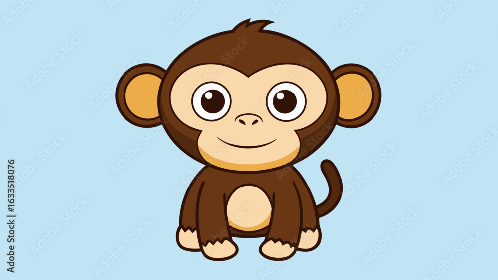 Obraz premium A fun cartoon illustration of monkey character isolated on a bule background