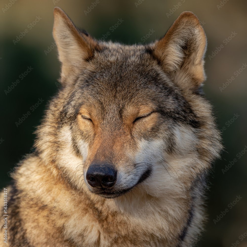 Fototapeta premium Wolf with Eyes Closed Soft Light