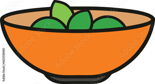 Orange bowl filled with green peas isolated on transparent background