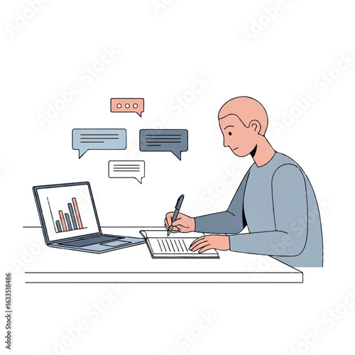 Person Working on Business Analysis and Communication.