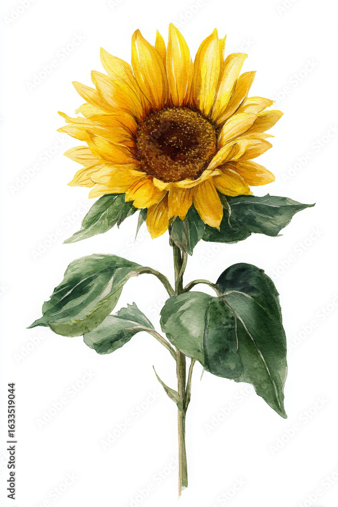 Fototapeta premium Sunflower illustration shines with natural beauty, captivating floral portrait