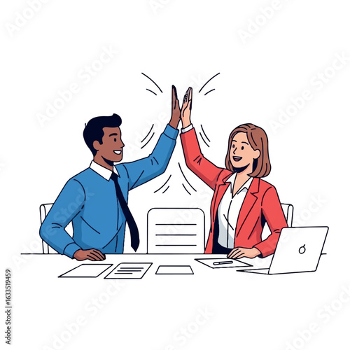 Business Team High Five Celebration.