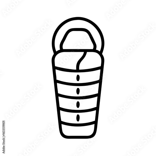 Sleeping bag outline illustration showing a camping essential for outdoor adventures and overnight stays