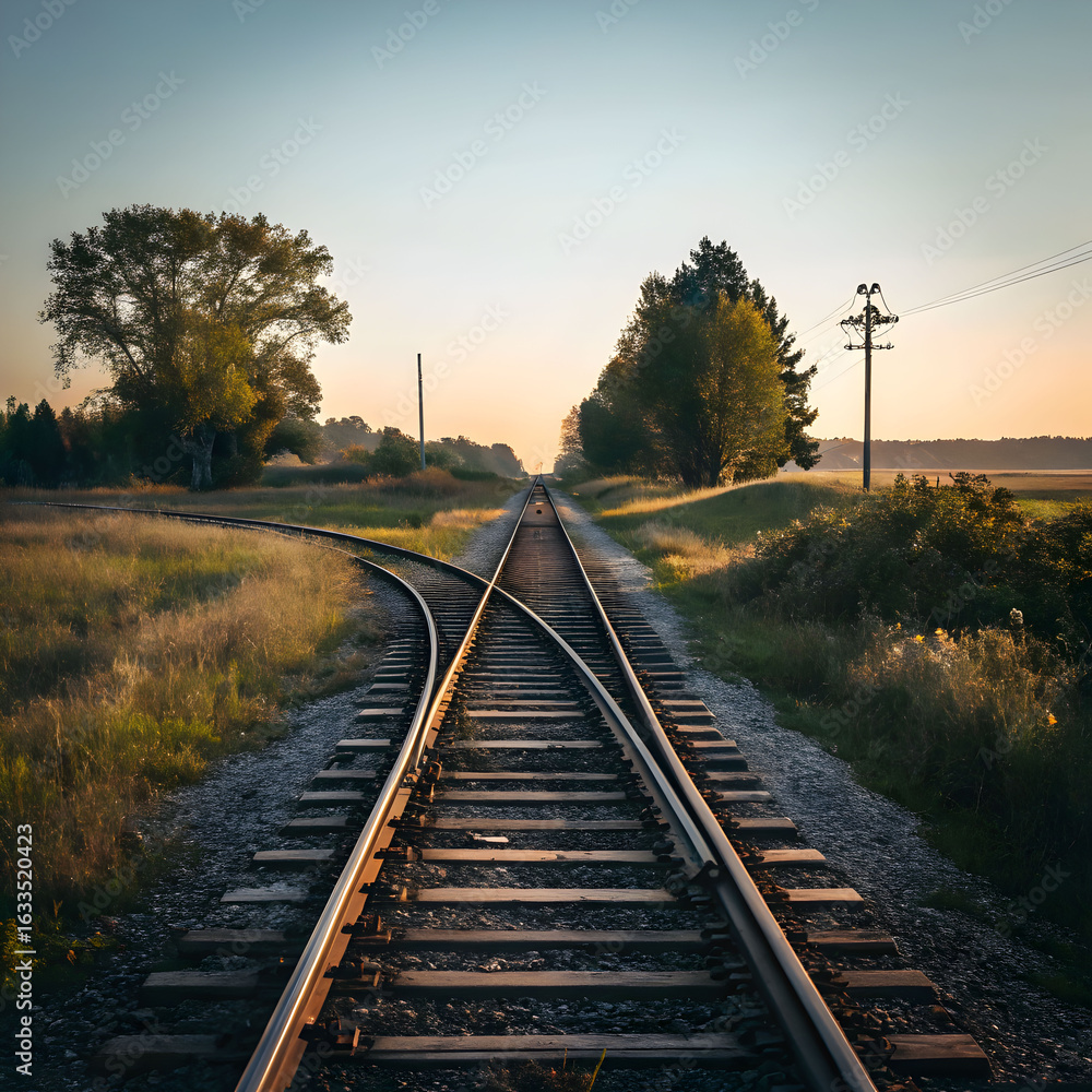 Obraz premium two crossing train tracks