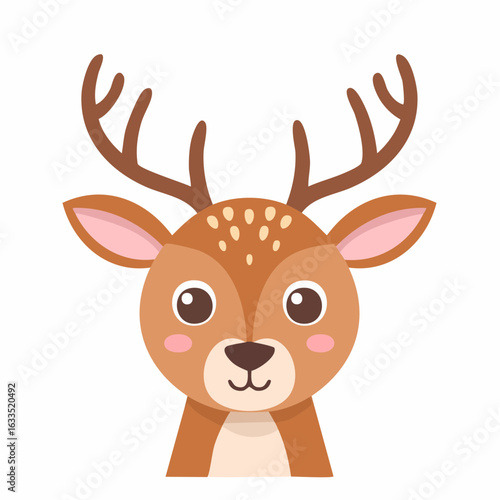 Minimal deer faces in flat style