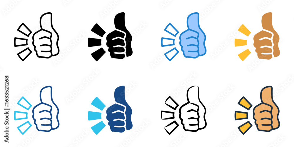 Fototapeta premium Thumbs up icon set multiple style collection 