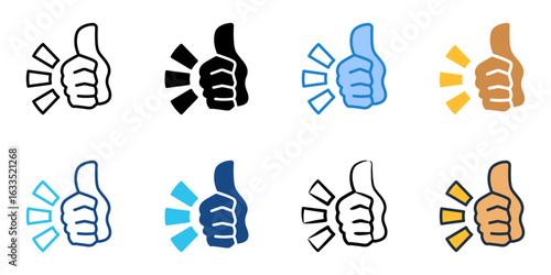 Thumbs up icon set multiple style collection 
