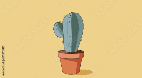 Cactus in a terracotta pot on tan