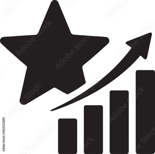 Silhouette of star with growth icon representing success, progress, achievement, and upward development.