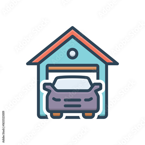 Color illustration icon for garage; 