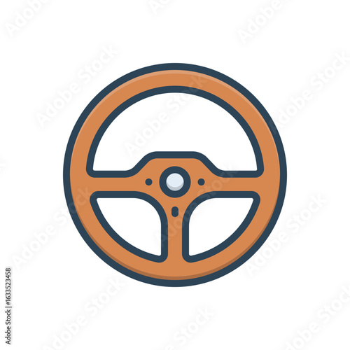Color illustration icon for steering wheel