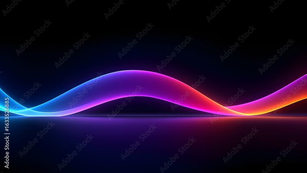 Naklejka premium Abstract neon light wave background wallpaper design for modern technology concept