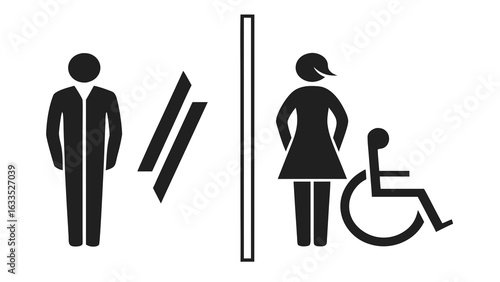 Restroom sign gender neutral accessible toilet icon wc lavatory handicap bathroom facilities public convenience symbol