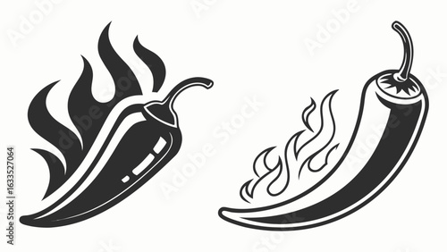 Spicy chili pepper vector illustration hot food ingredient cooking spice fire flame mexican food design 100