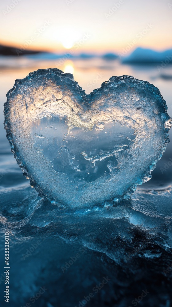 Fototapeta premium icebergs blue ice with large heart shaped hole