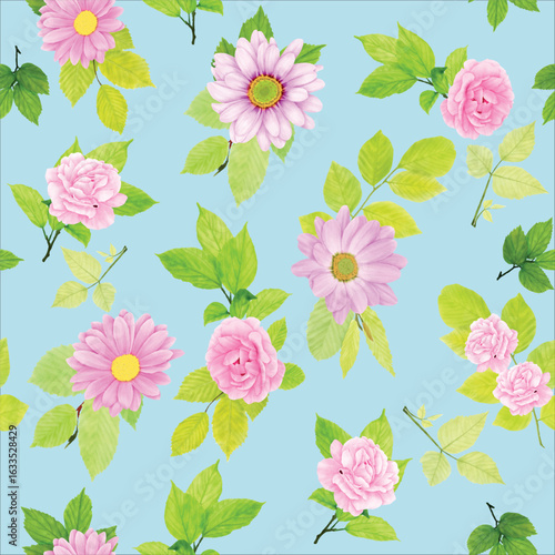 beautiful chrysanthemum seamless pattern