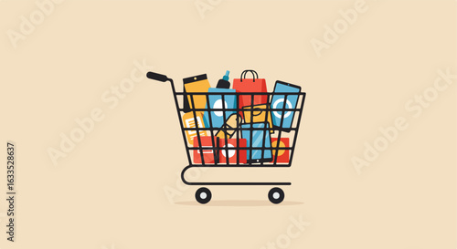 Full shopping cart illustration