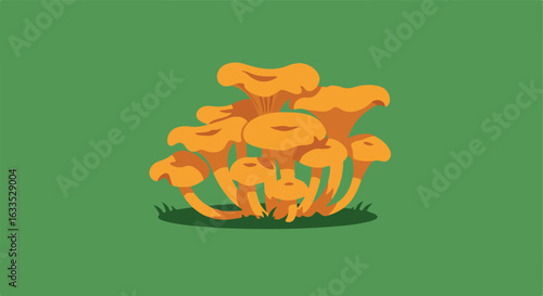 Orange mushrooms on a green background