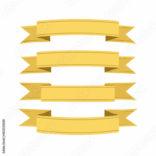 gold ribbon graphic with decorative folds, suitable for recognition programs, gala posters, anniversary campaigns, and upscale branding campaigns
