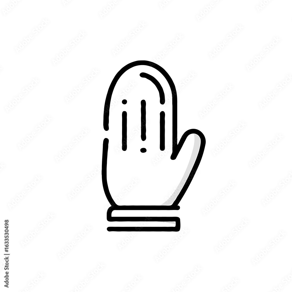 Vector art of mitten icon isolated on white background, a warm and protective winter glove Vector art of mitten icon isolated on white background, a warm and protective winter glove