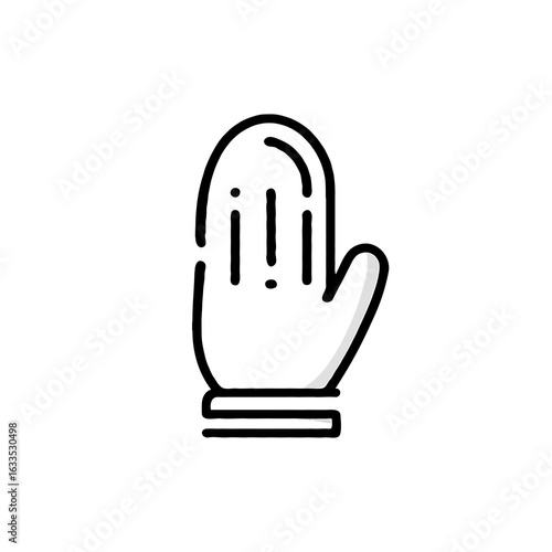 Vector art of mitten icon isolated on white background, a warm and protective winter glove