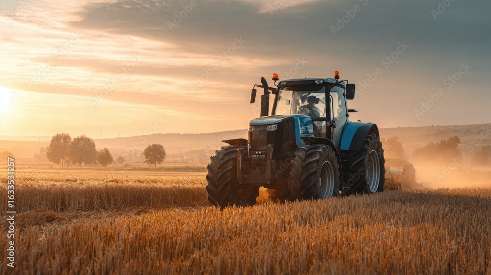 Fototapeta premium combine harvester working on the field