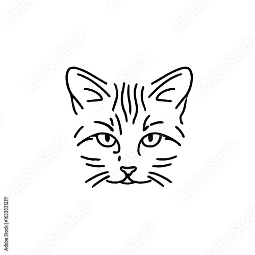 Vector art of cat face isolated on white background, a cute and simple animal portrait