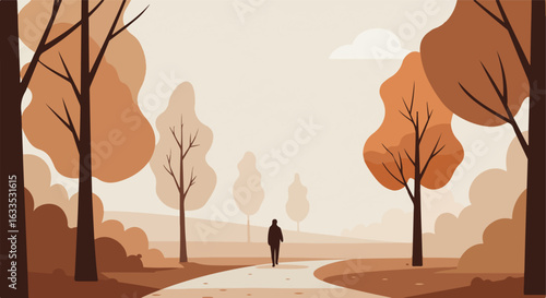 Fall park with figure