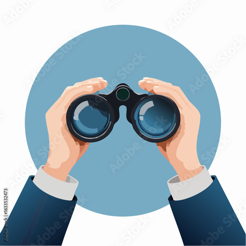 Casual photographer with glasses and camera gear, framed by a soft blue circle, ideal for talent portfolios, photography blogs, and creative agency branding
