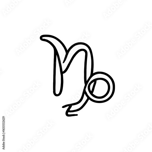 Vector art of capricorn zodiac sign, a minimal line art isolated on white background