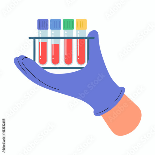 Gloved Hand Holding Blood Sample Vector