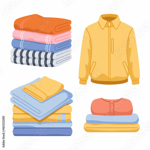 Folded and Ironed Clothes Vector Illustration