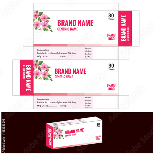 Modern Pharmaceutical Medicine Box Packaging Design Template