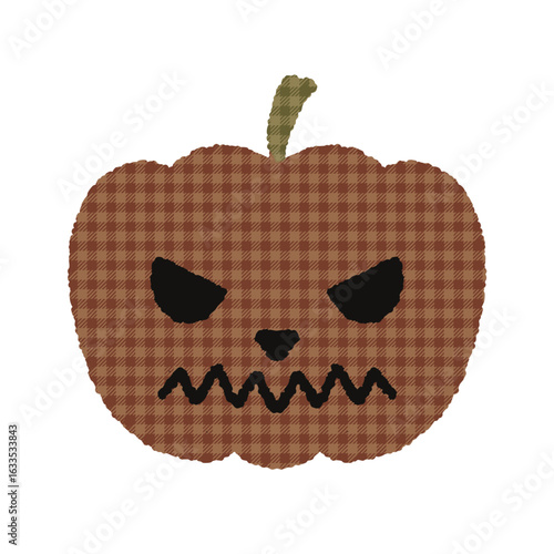 チェック柄ジャック・オー・ランタン｜Halloween Pumpkin Illustration