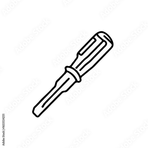 Illustration of a screwdriver, a tool for tightening or loosening screws