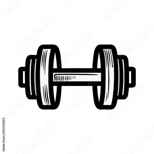 Vector art of dumbbell icon isolated on white background for fitness and exercise concept