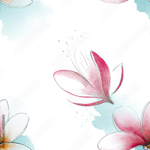 Gentle frangipani petal in watercolor gives serene and calming sensation