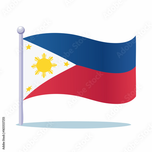 Energetic banner style flag graphic of the Philippines, suitable for educational content, embassy materials, and multimedia advertising
