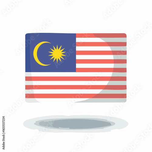 Glossy circular flag concept featuring Malaysia’s colors, suitable for brochures, marketing collateral, and cross-cultural campaigns
