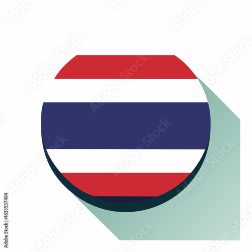 Polished flag circle emphasizing Thailand’s identity, suitable for brochures, newsletters, and cross-cultural marketing campaigns
