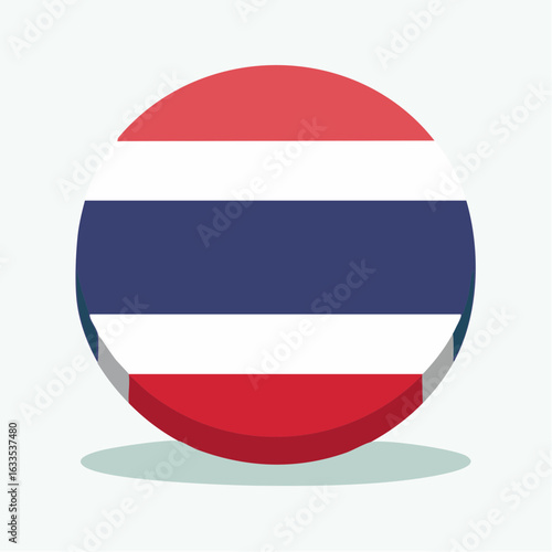 Modern round flag symbol showcasing Thailand’s national colors, perfect for tourism marketing, embassy materials, and heritage programs
