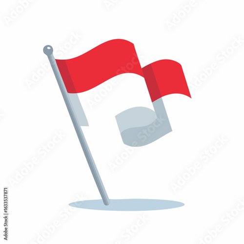 Modern wave flag icon representing Indonesia’s national colors, suitable for marketing collateral, NGO outreach, and cross-cultural campaigns
