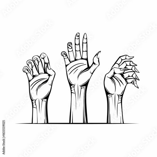 Bold line drawing featuring three uplifted hands, designed for conference banners, outreach programs, and inspirational visuals
