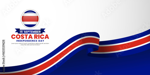 Costa rica independence day banner background 15 september design element with waving ribbon flag