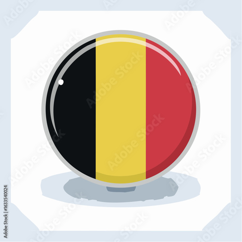 Sleek circular flag icon representing Belgium’s national colors, designed for branding collateral, expo booths, and cross-cultural campaigns
